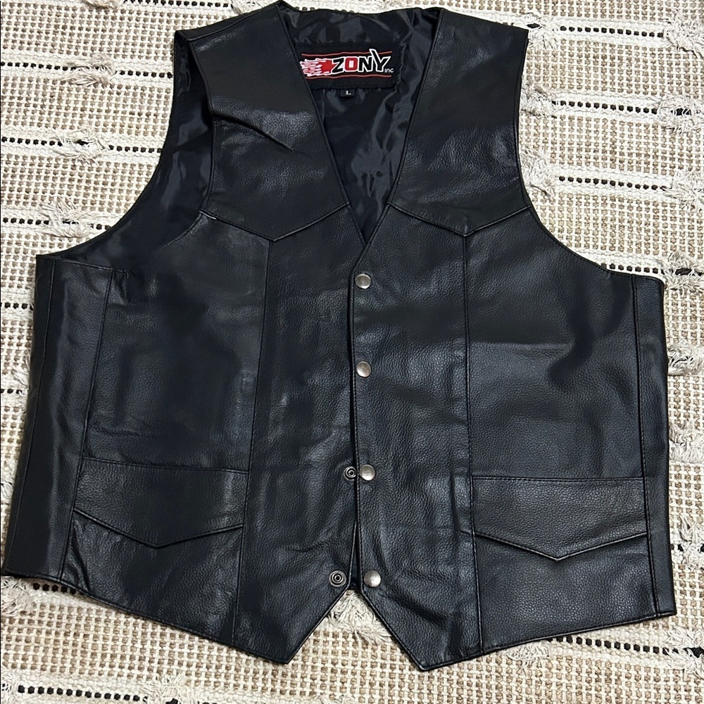 Black Leather Vest for Men